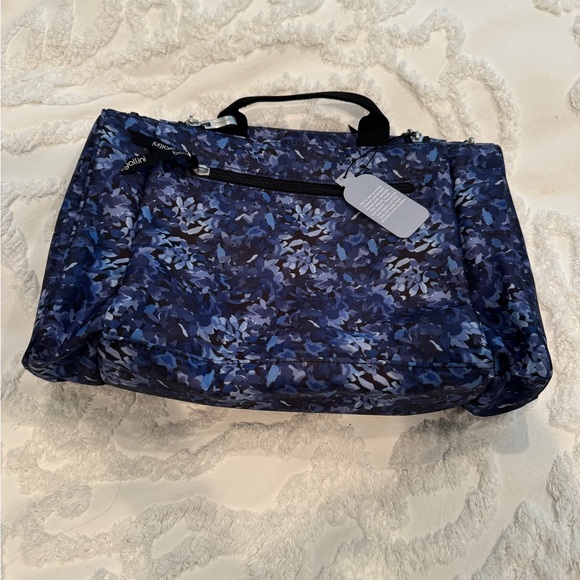 baggallini NEW Travel Toiletry Kit Foldable Cosmetic Bag blue floral abstract - Picture 4 of 6